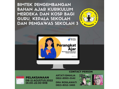 Bimtek Pengembangan Bahan Ajar Kurikulum Merdeka dan KOSP Bagi Guru, Kepala Sekolah Dan Pengawas Sek